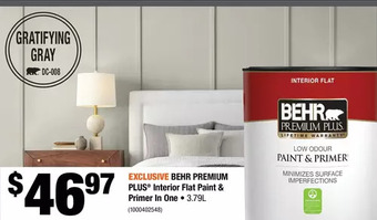 Home Depot Behr premium plus interior flat paint & primer in one offer