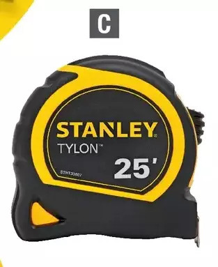 Home Depot Stanley tylon 25' measuring tape offer