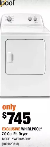 Home Depot Whirlpool 7.0 cu. ft. dryer offer