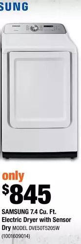 Home Depot Samsung 7.4 cu. ft. electric dryer with sensor dry offer