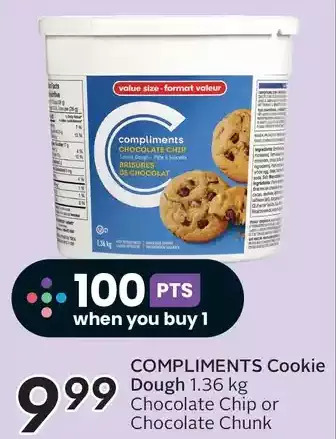 Sobeys Compliments cookie dough, chocolate chip or chocolate chunk offer