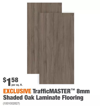 Home Depot Trafficmaster 8mm shaded oak laminate flooring offer