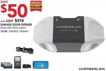 RONA Chamberlain 1/2-hp garage door opener offer