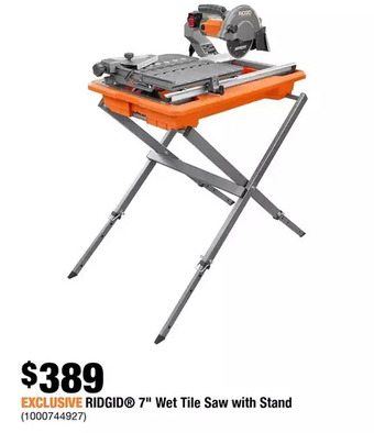 Home Depot Ridgid 7" wet tile saw with stand offer