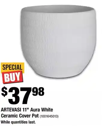 Home Depot Artevasi 11" aura white ceramic cover pot offer