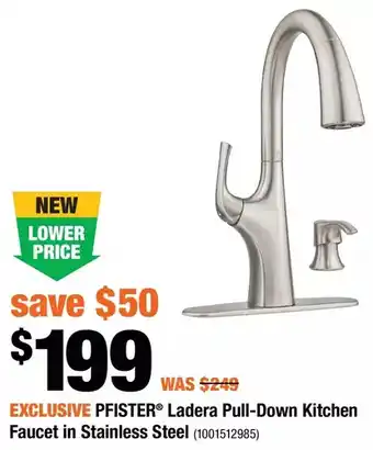 Home Depot Pfister ladera pull-down kitchen faucet in stainless steel offer