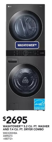 Lowe's Lg washtower 5.2 cu. ft. washer and 7.4 cu. ft. dryer combo offer