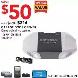Lowe's Chamberlain 1/2-hp garage door opener offer