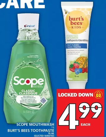 Food Basics Scope mouthwash | burt's bees toothpaste offer