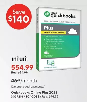 Staples Intuit quickbooks online plus 2023 offer