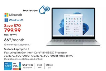Staples Microsoft surface laptop go 2 offer