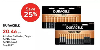 Staples Duracell alkaline batteries offer