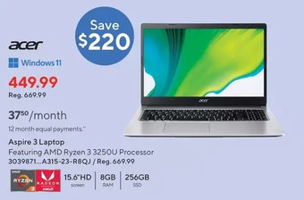 Staples Acer aspire 3 laptop offer