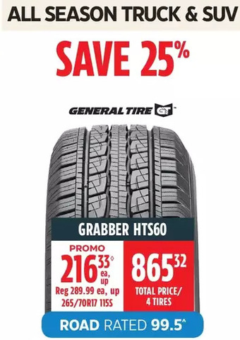 Canadian Tire General tire grabber hts60 offer