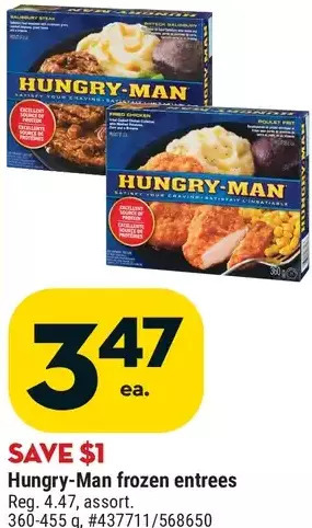 Giant Tiger Hungry-man frozen entrees offer