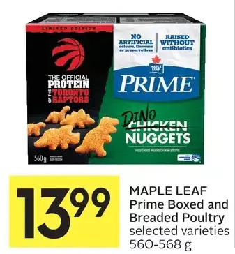 Foodland Maple leaf prime boxed and breaded poultry offer