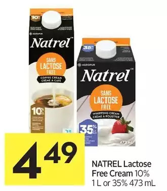 Foodland Natrel lactose free cream offer