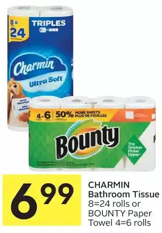 Foodland Charmin bathroom tissue or bounty paper towel offer