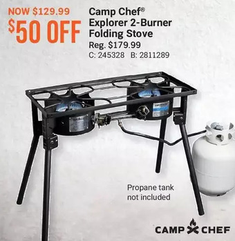 Bass Pro Camp chef explorer 2-burner folding stove offer