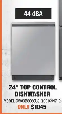 Home Depot Samsung 44 dba 24" top control dishwasher offer