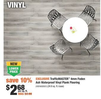 Home Depot Trafficmaster™ 4mm foden ash waterproof vinyl plank flooring offer