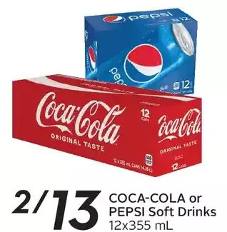 Sobeys Urban Fresh Coca-cola or pepsi soft drinks offer