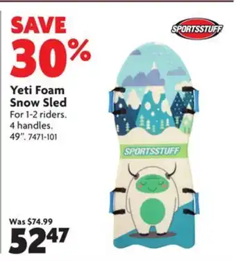 Home Hardware Yeti foam snow sled offer