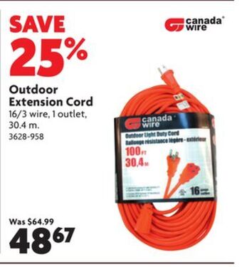 Home Hardware Outdoor extension cord offer