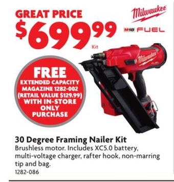 Home Hardware 30 degree framing nailer kit offer