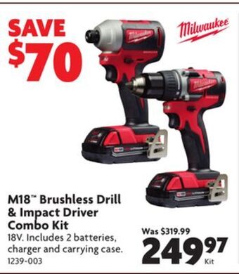 Home Hardware M18™ brushless drill & impact driver combo kit offer