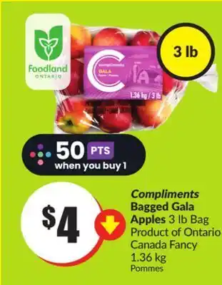 FreshCo Compliments bagged gala apples 3 lb bags product of ontario canada fancy 1.36 kg offer