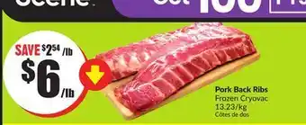 FreshCo Pork back ribs frozen cryvac 13.23/kg offer