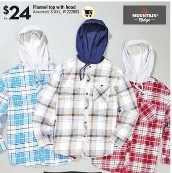 Giant Tiger Mountain ridge flannel top with hood offer