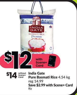 Chalo FreshCo India gate pure basmati rice 4.54 kg offer