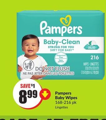 FreshCo Pampers baby wipes 168-216 pk offer