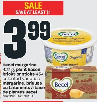 Valu-mart Margarine 427 g, briques ou bâtonnets à base de plantes becel, 454 g offer