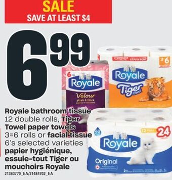 Valu-mart Papier hygiénique, essuie-tout tiger ou mouchoirs royale offer