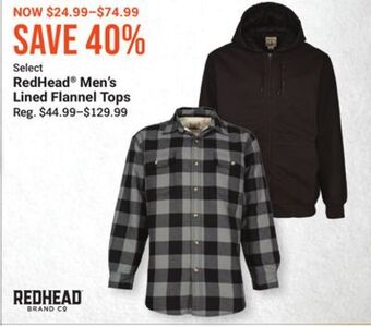 Bass Pro Select redhead men's lined flannel tops offer