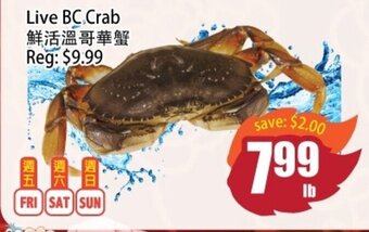 Field Fresh Supermarket Live BC Crab offer