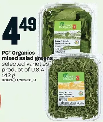 Loblaws Pc organics mixed salad greens offer