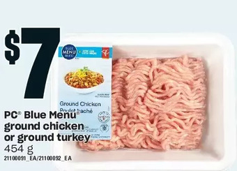 Loblaws Pc blue menu ground chicken or ground turkey offer