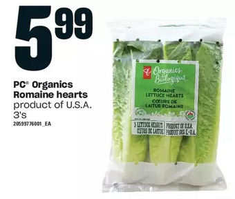 Loblaws Pc organics romaine hearts offer