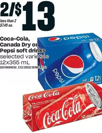 Independent Grocer Coca-cola, canada dry or pepsi soft drinks offer