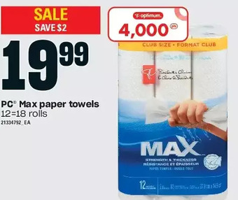 Loblaws Pc max paper towels offer