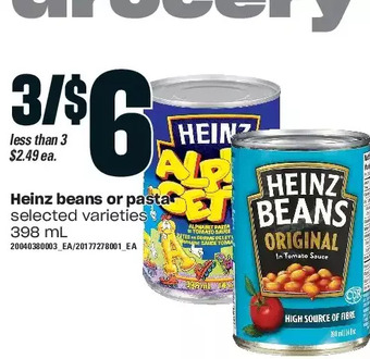 Loblaws Heinz beans or pasta offer