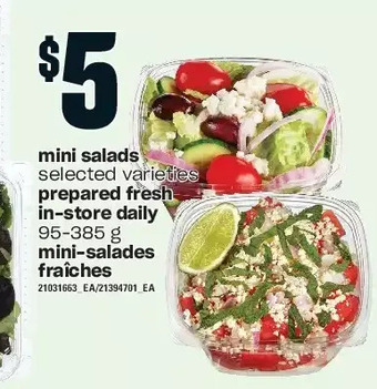 Independent Grocer Mini salads offer