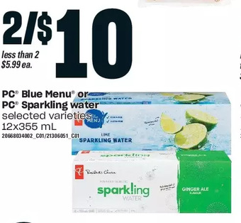 Independent Grocer Pc blue menu or pc sparkling water offer