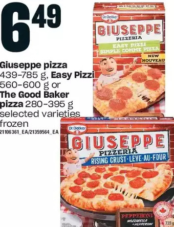 Independent Grocer Giuseppe pizza, easy pizzi or the good baker pizza offer