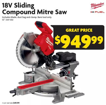 Home Hardware 18v sliding compound mitre saw: 12" | 7-14" offer