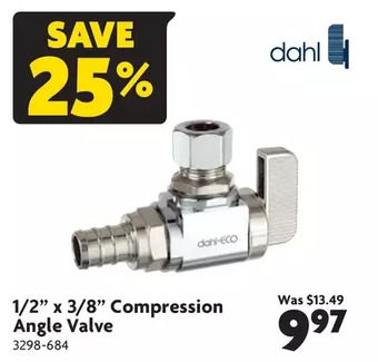 Home Hardware 1/2" x 3/8" compression angle valve offer